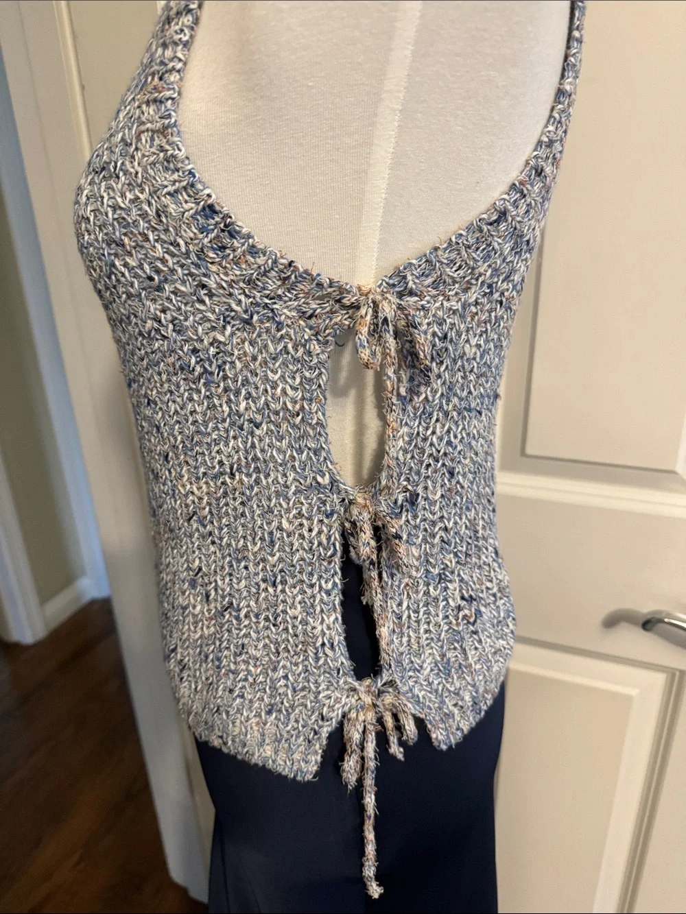 Splendid Knit Sleeveless Tank Top in Light Blue and Cream - NWOT
